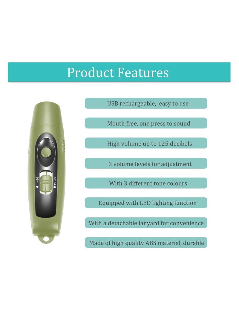 Electronic Whistle, Rechargeable for Referees Coaches Teachers Electric Whistle, Handheld Whistles with USB Charging for Outdoor Sports, Blowless, Emergency Whistle, High Volume, Green