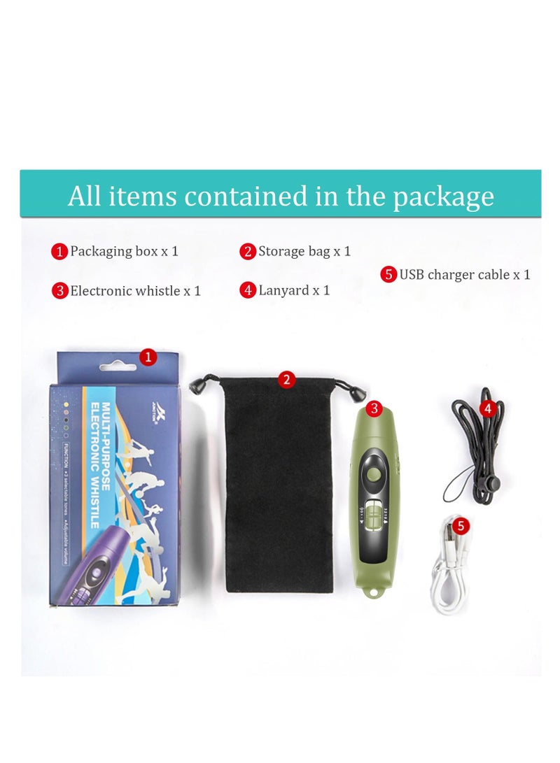 Electronic Whistle, Rechargeable for Referees Coaches Teachers Electric Whistle, Handheld Whistles with USB Charging for Outdoor Sports, Blowless, Emergency Whistle, High Volume, Green