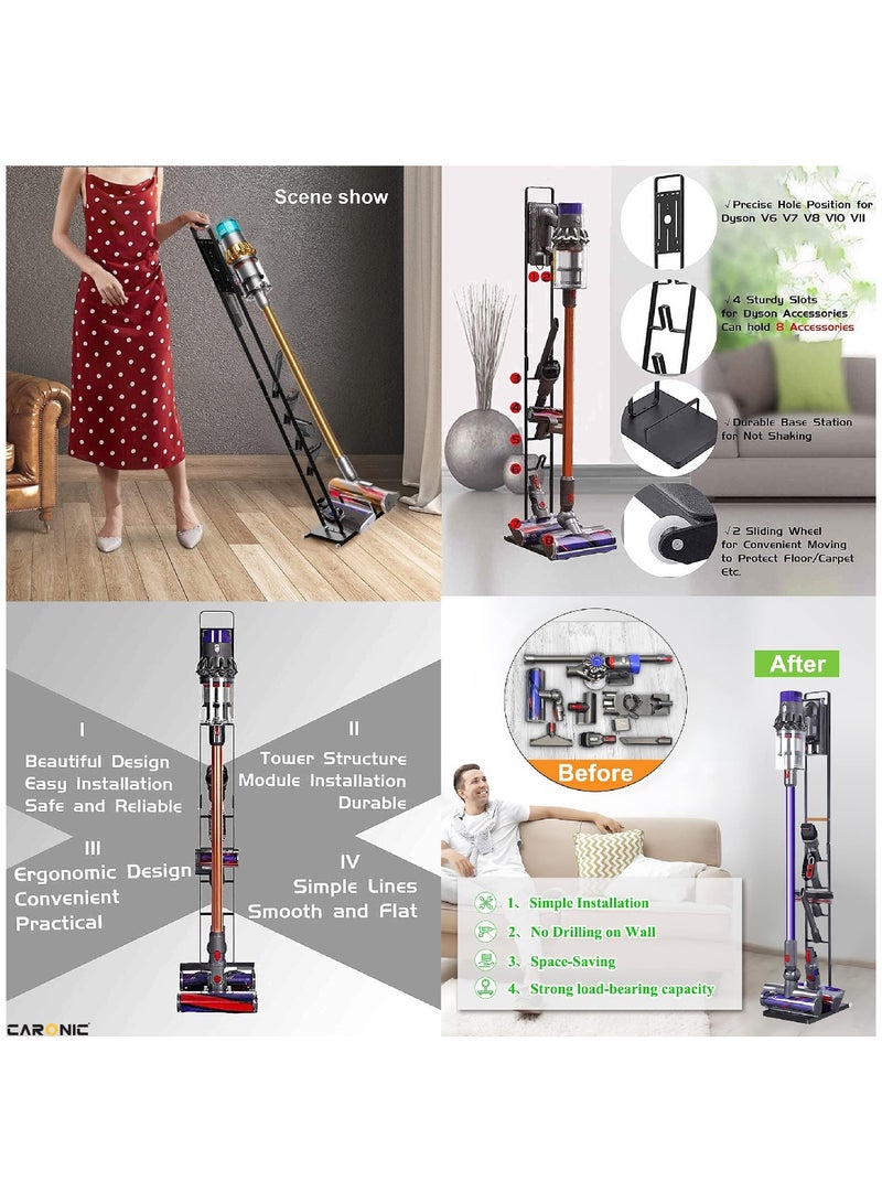 Vacuum Cleaner Floor Stand Mount Rack For Dyson V15 V11 V10 V8 V7 V6 Dreame T30 T20 V12 V11 V10, 21.59x 29 x 127 Cm