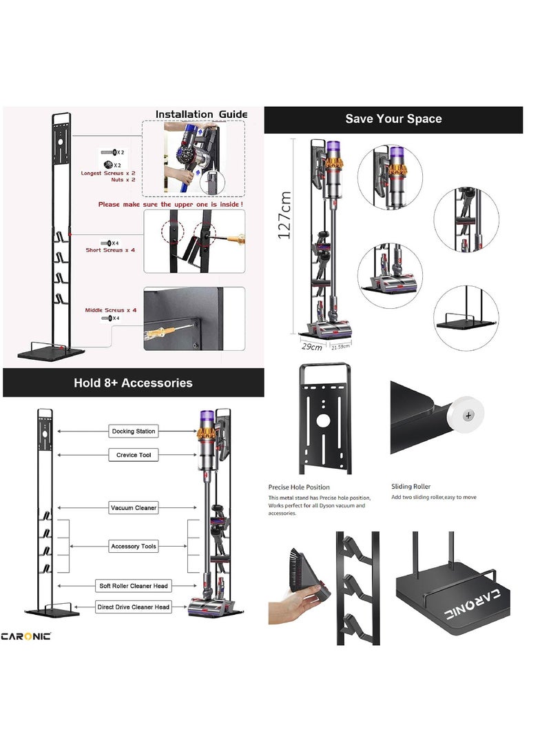Vacuum Cleaner Floor Stand Mount Rack For Dyson V15 V11 V10 V8 V7 V6 Dreame T30 T20 V12 V11 V10, 21.59x 29 x 127 Cm