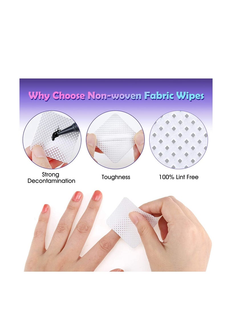 400 Pieces Eyelash Glue Eyelash Extension Glue Wipes Eyelash Glue Cleaner Wiping Cloth Non woven Fabric Wipes Removal Tool for Eyelash Extension Glue and Nail Polish Bottle