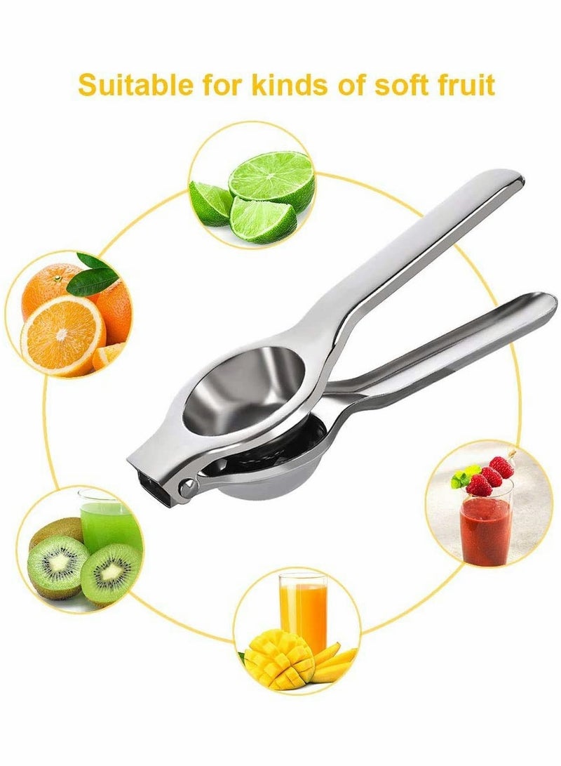 Lemon Squeezer Stainless Steel with Premium Heavy Duty Solid Metal Squeezer Bowl and Food Grade Silicone Handles   Large Manual Citrus Press Juicer and Lime Squeezer Stainless Steel