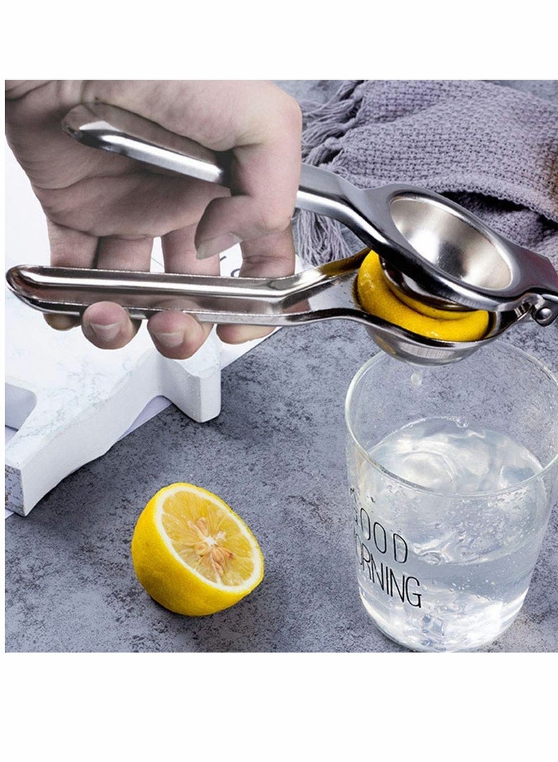 Lemon Squeezer Stainless Steel with Premium Heavy Duty Solid Metal Squeezer Bowl and Food Grade Silicone Handles   Large Manual Citrus Press Juicer and Lime Squeezer Stainless Steel