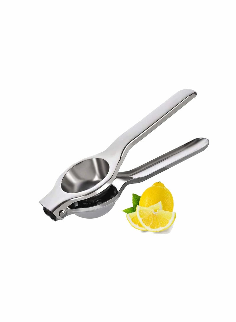 Lemon Squeezer Stainless Steel with Premium Heavy Duty Solid Metal Squeezer Bowl and Food Grade Silicone Handles   Large Manual Citrus Press Juicer and Lime Squeezer Stainless Steel