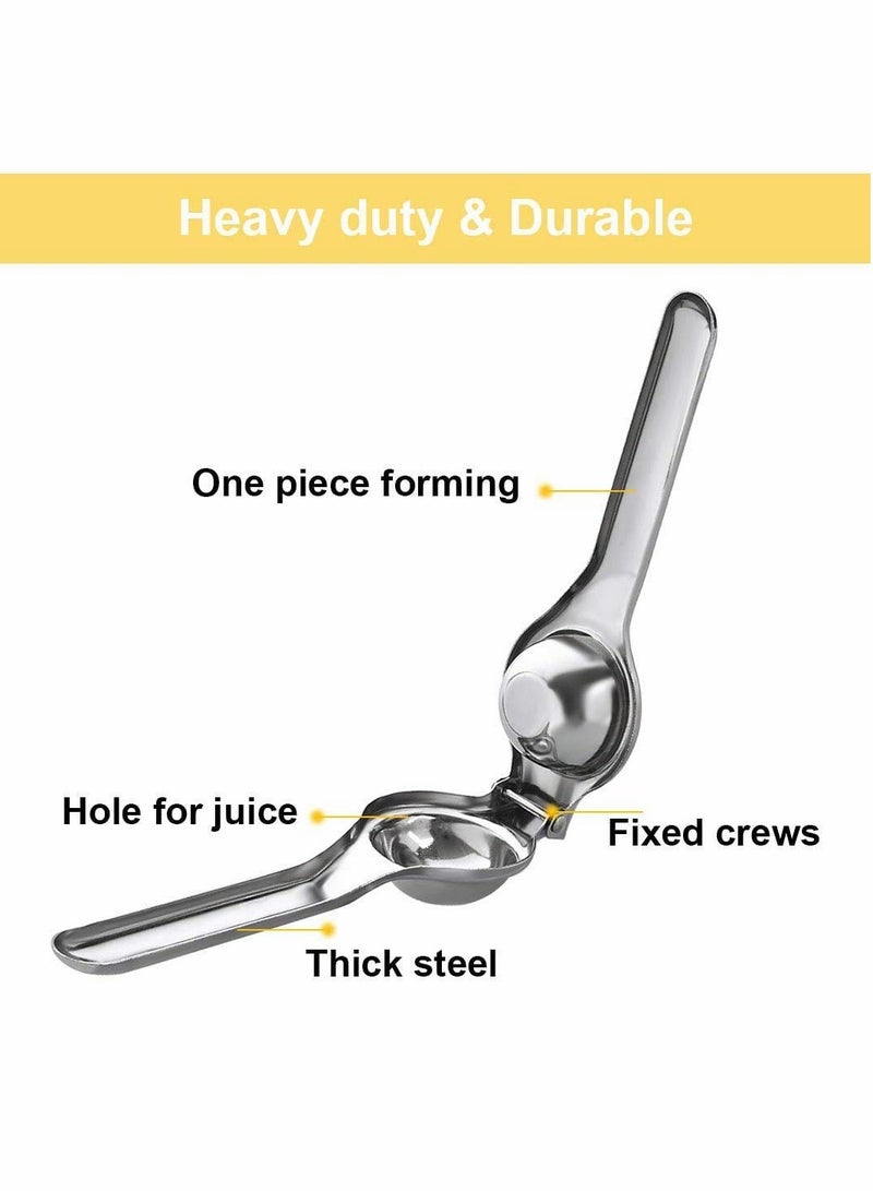 Lemon Squeezer Stainless Steel with Premium Heavy Duty Solid Metal Squeezer Bowl and Food Grade Silicone Handles   Large Manual Citrus Press Juicer and Lime Squeezer Stainless Steel