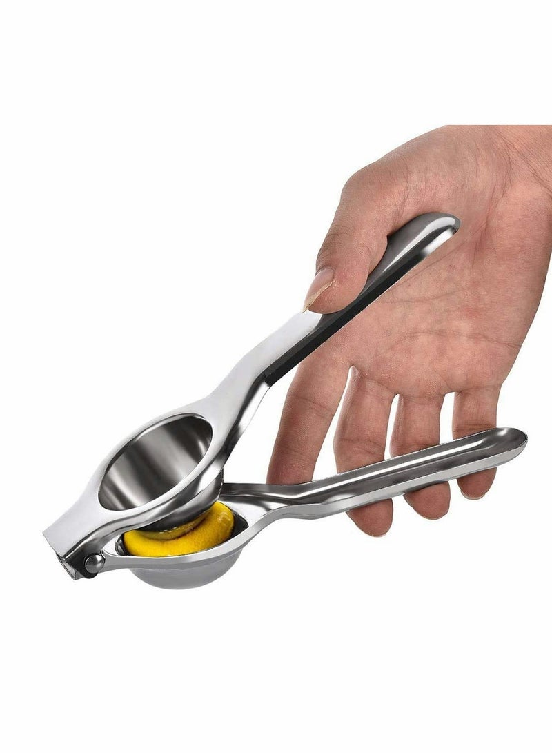 Lemon Squeezer Stainless Steel with Premium Heavy Duty Solid Metal Squeezer Bowl and Food Grade Silicone Handles   Large Manual Citrus Press Juicer and Lime Squeezer Stainless Steel