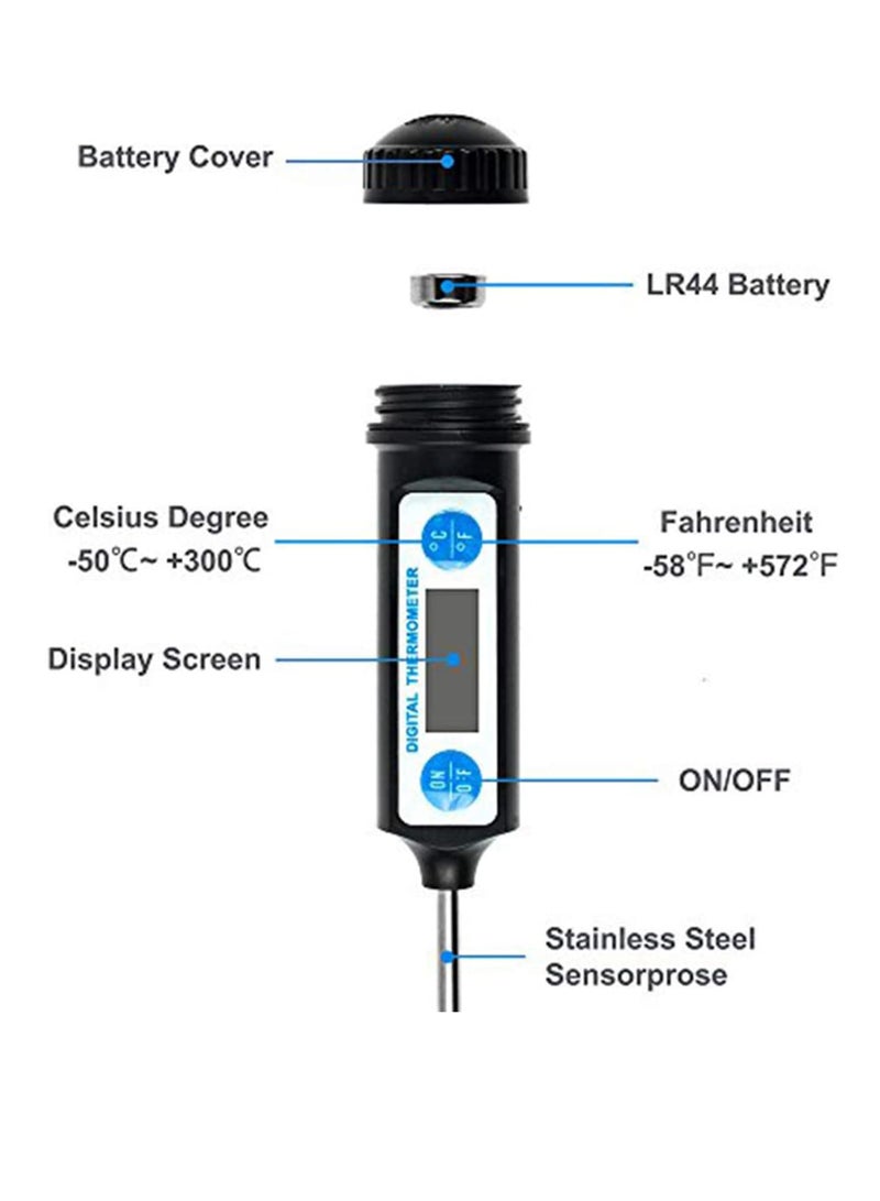 Cooking Thermometer   Digital Food Meat Candy Thermometer    DT 10 Instant Read Digital Cooking Meat Thermometer with Long Probe for Cooking BBQ Kitchen Grill Milk Black Color