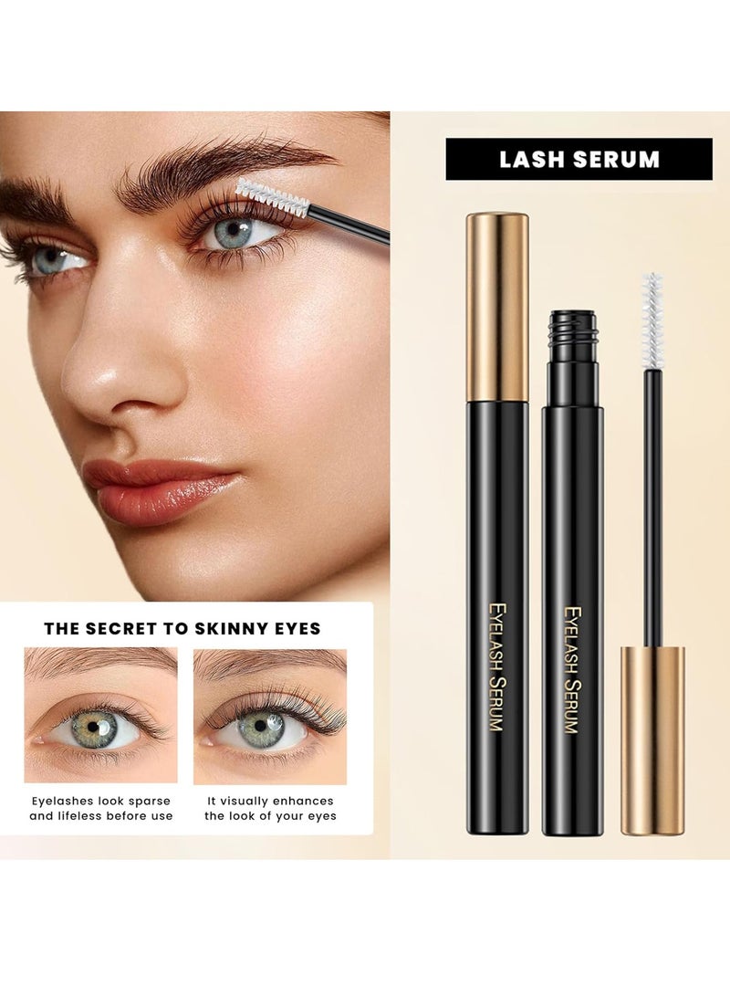 Eyes Makeup Kit with Lash Serum,Liquid Eyeliner,Mascara,2 in 1 Dark and Light Eyebrow Pomade for Eyebrow and Eye Makep, One Set Enough