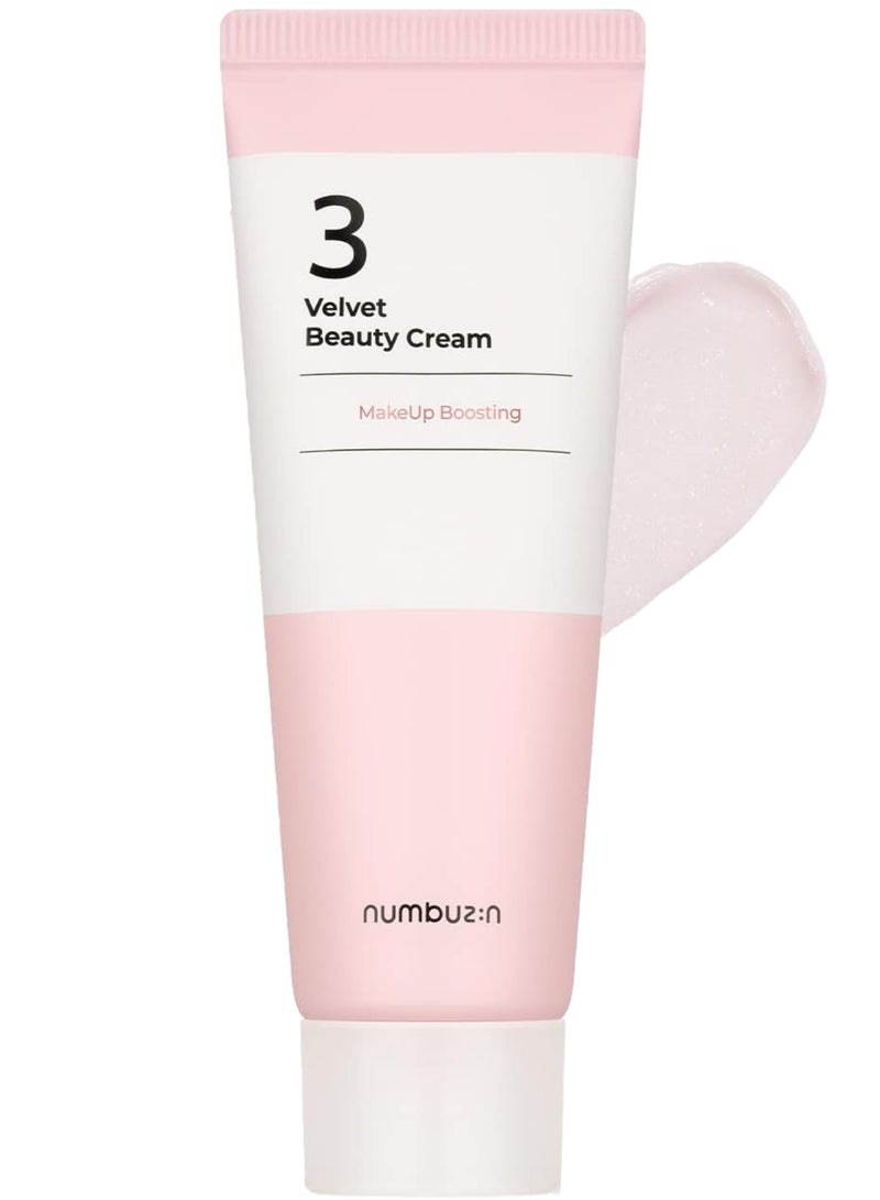 Numbuzin No.3 Velvet Beauty Cream - Premium Facial Makeup Primer for Textured Skin, Niacinamide Infused for Poreless Smooth Powdery Finish, 60ml