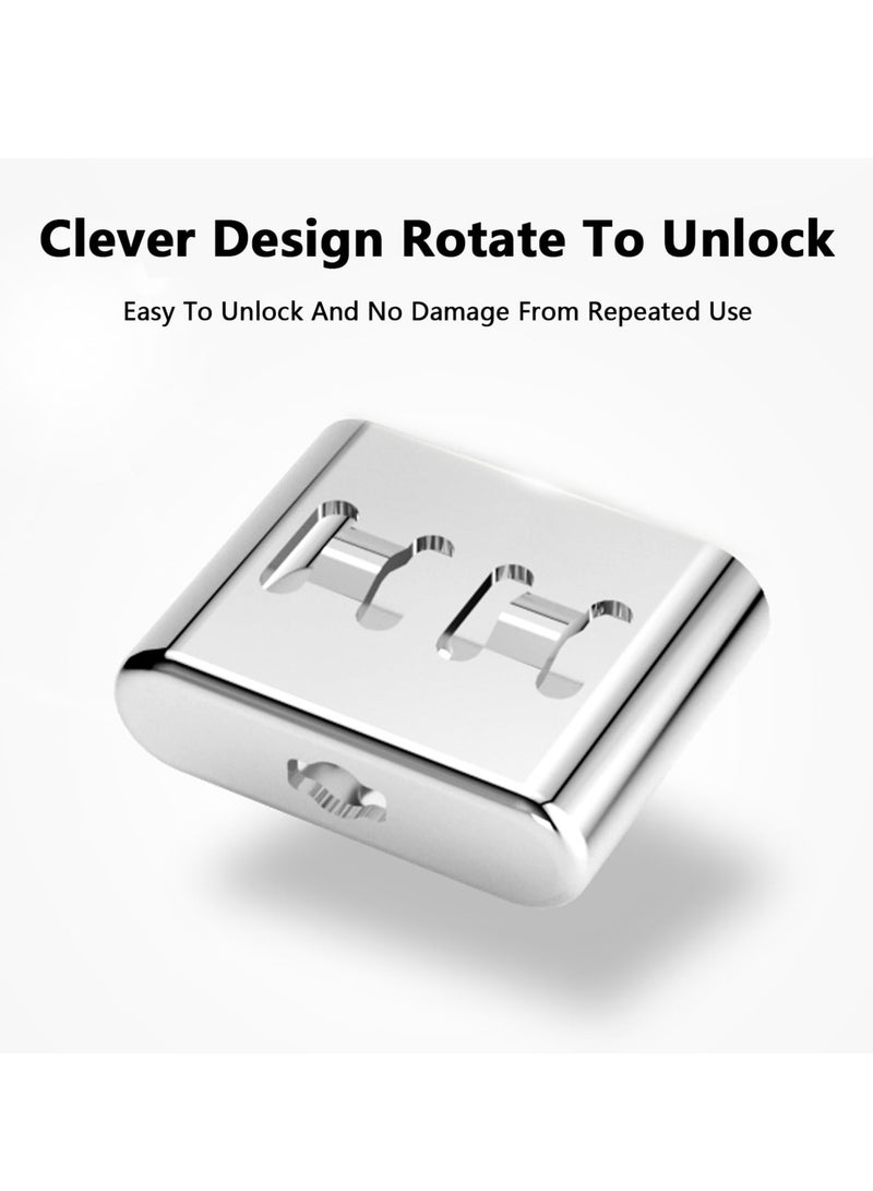 10 Pcs Stainless Steel USB Type-C Port Lock with Metal Key, Dust Cover Female Plug Protector, Compatible with USB C Ports