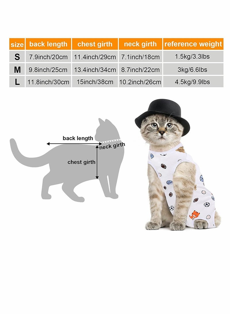 4 PCS Cat Recovery Suit Cat Surgery Recovery Suit Kittens Physiological Clothes Cotton Breathable Cat Clothes for Abdominal Wounds or Skin Diseases - M