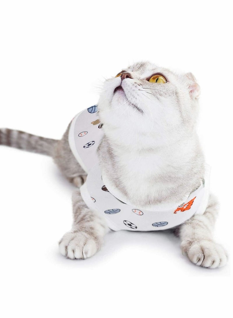 4 PCS Cat Recovery Suit Cat Surgery Recovery Suit Kittens Physiological Clothes Cotton Breathable Cat Clothes for Abdominal Wounds or Skin Diseases - M