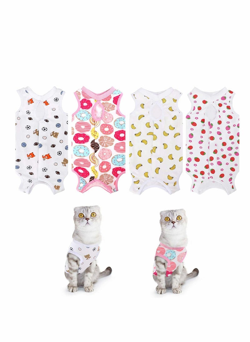 4 PCS Cat Recovery Suit Cat Surgery Recovery Suit Kittens Physiological Clothes Cotton Breathable Cat Clothes for Abdominal Wounds or Skin Diseases - M