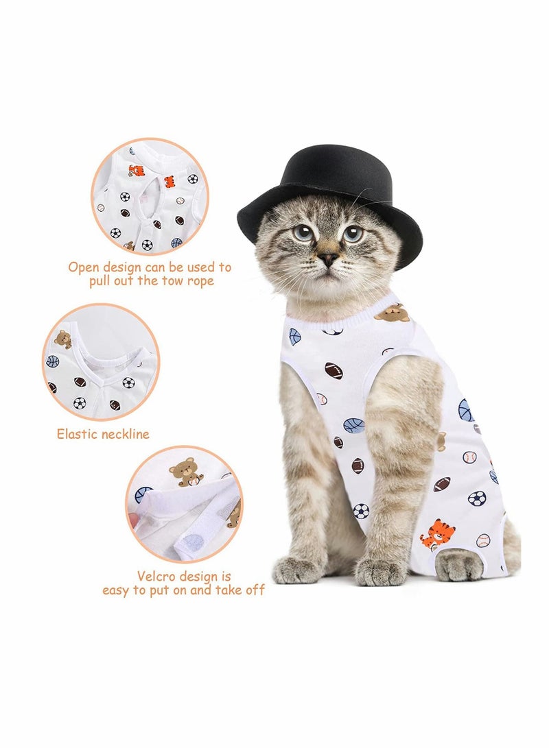 4 PCS Cat Recovery Suit Cat Surgery Recovery Suit Kittens Physiological Clothes Cotton Breathable Cat Clothes for Abdominal Wounds or Skin Diseases - M