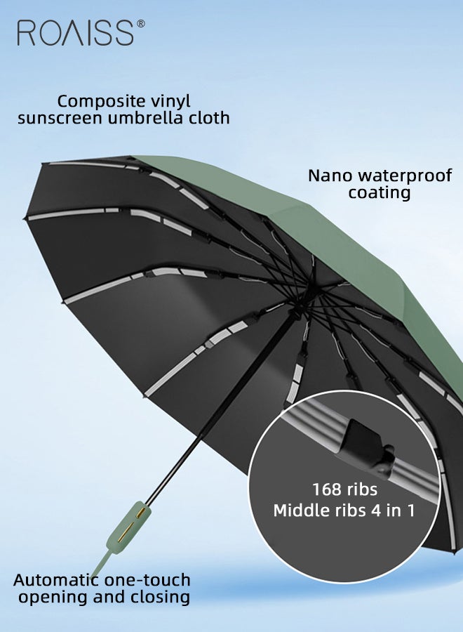 Upgraded Fully Automatic Umbrella for Men and Women 168 Rib Dual Purpose Umbrella 41.7 Inch Enlarge Umbrella Cover UV Protection Umbrella Effectively Blocks Sunlight UPF50+