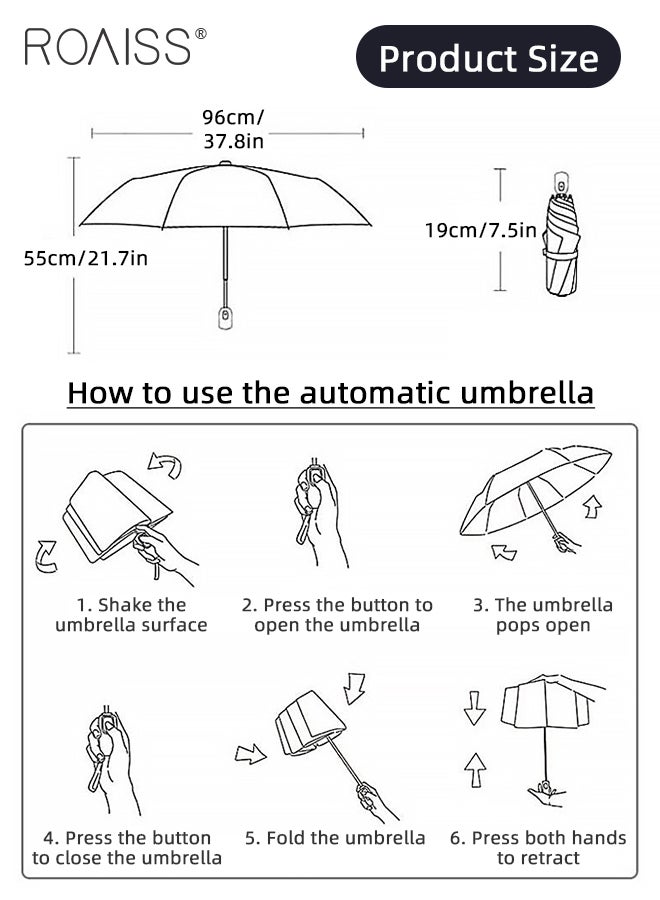 Artistic Pattern Mini Lightweight Umbrella for Women 6 Rib Lightweight Dual Purpose Umbrella Ladies Compact Portable 5 Fold Umbrella Effectively Blocks Sunlight UPF50+