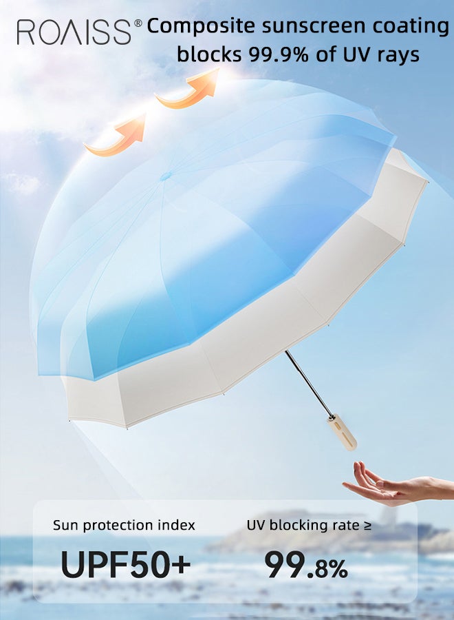 Upgraded Fully Automatic Umbrella for Men and Women 168 Rib Dual Purpose Umbrella 41.7 Inch Enlarge Umbrella Cover UV Protection Umbrella Effectively Blocks Sunlight UPF50+