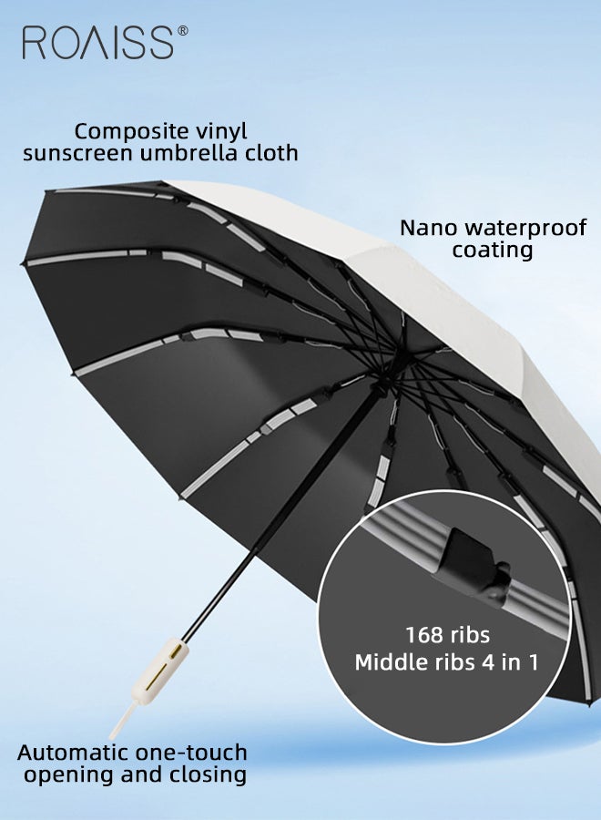 Upgraded Fully Automatic Umbrella for Men and Women 168 Rib Dual Purpose Umbrella 41.7 Inch Enlarge Umbrella Cover UV Protection Umbrella Effectively Blocks Sunlight UPF50+