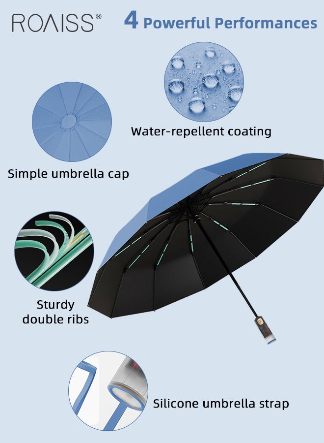 Upgraded Fully Automatic Umbrella for Men and Women 24 Rib Dual Purpose Umbrella 41.3 Inch Enlarge Umbrella Cover UV Protection Umbrella Effectively Blocks Sunlight UPF50+