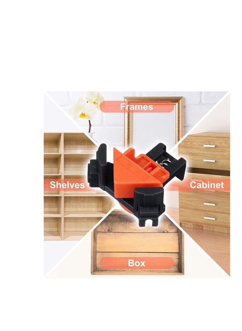 Corner Clamps 90 Degree Angle Clamps 4Pcs Adjustable 90 Degree Clamps for Woodworking Right Angle Clamp Multifunctional Single Handle Spring Loaded Swing Clip Fixer