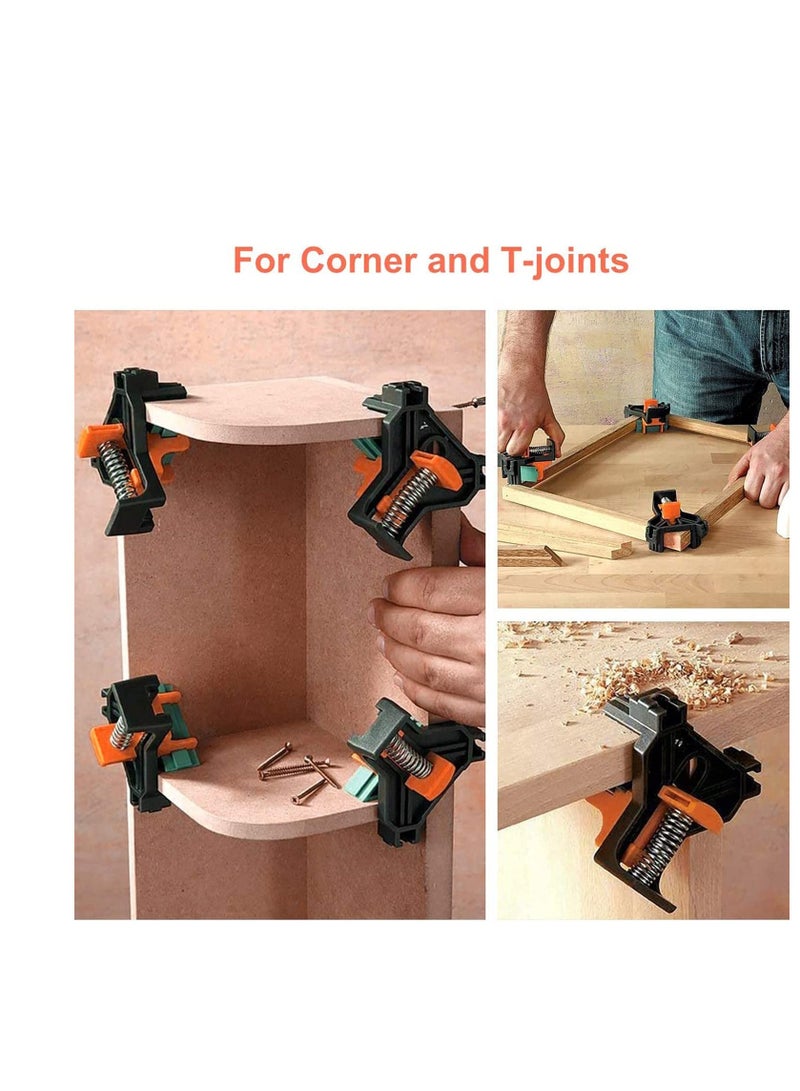 Corner Clamps 90 Degree Angle Clamps 4Pcs Adjustable 90 Degree Clamps for Woodworking Right Angle Clamp Multifunctional Single Handle Spring Loaded Swing Clip Fixer