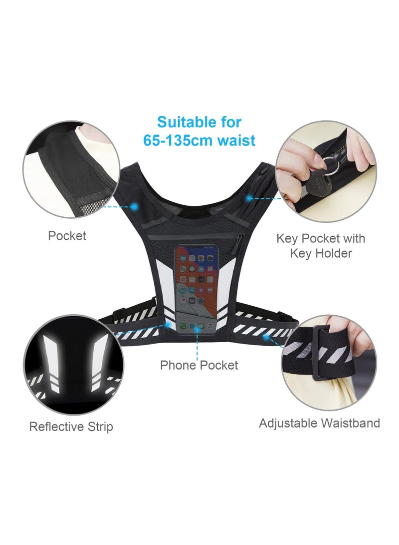 , Running Phone Holder Vest, Chest Phone Pouch Training Lightweight, Waterproof Comfortable Breathable Mesh Pockets Men, Women