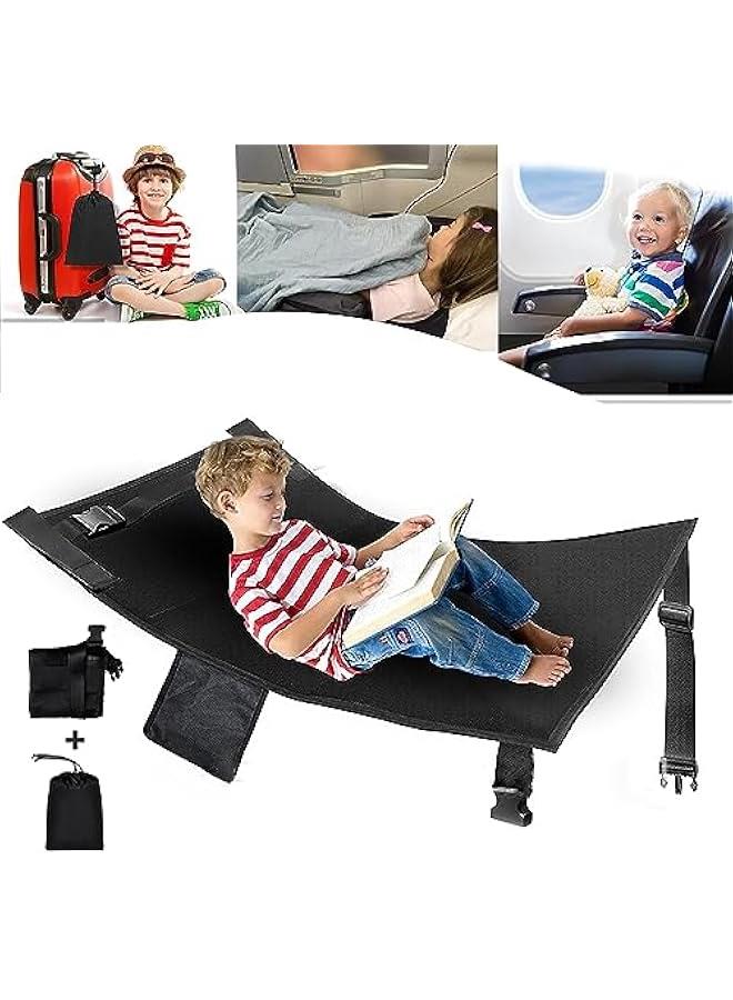 Airplane Bed for Toddler, Airplane Footrest for Kids Seat Extender, Portable Toddler Travel Bed, Airplane Leg Rest for Kids to Lie Down, Baby Travel Essentials for Flying Sleeping（Black）