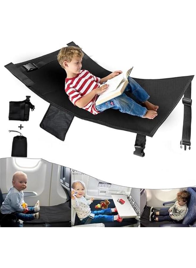 Airplane Bed for Toddler, Airplane Seat Extender for Kids, Kids Bed Airplane, Baby Plane Travel Essentials, Infant Flight Foot Rest for Airplane Travel (Black)