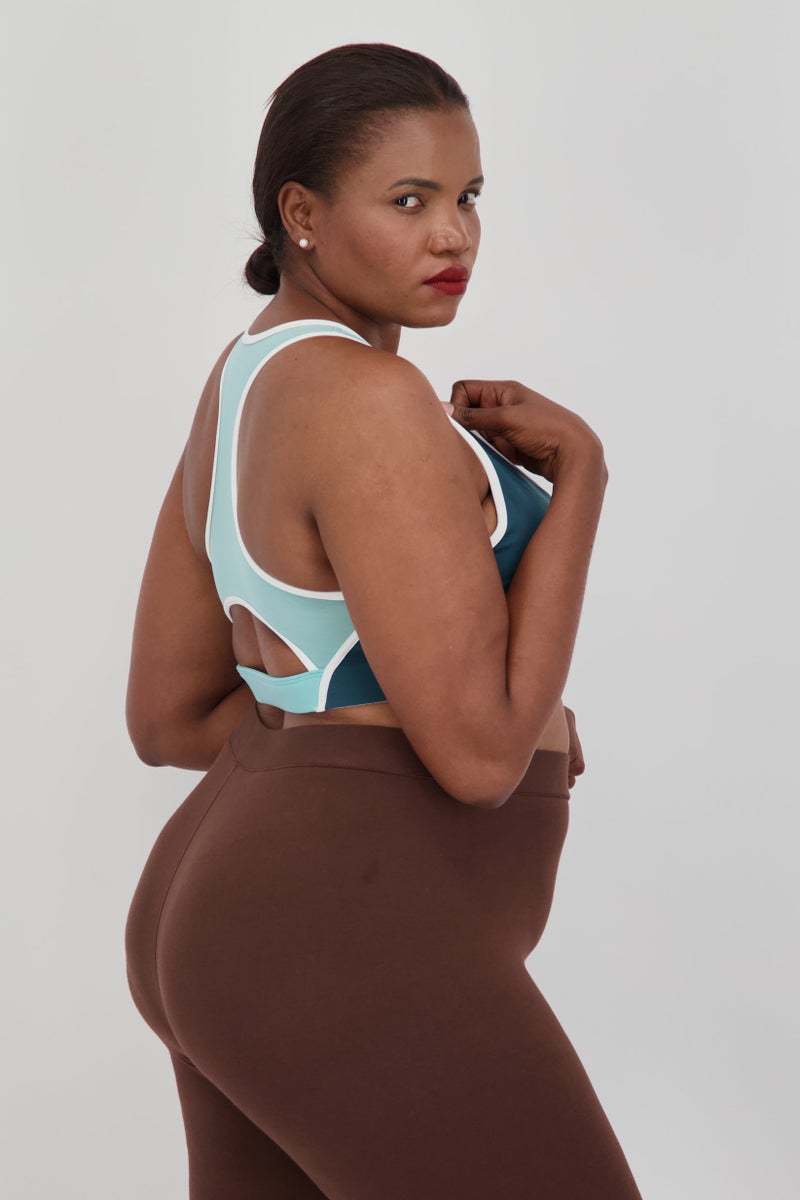 Women Plus Size Lightly Padded Sports Bra, Green Combo