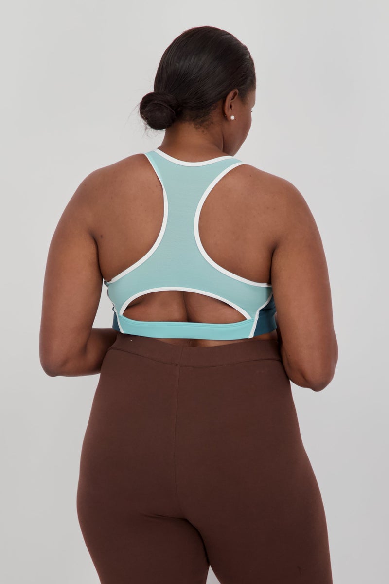 Women Plus Size Lightly Padded Sports Bra, Green Combo