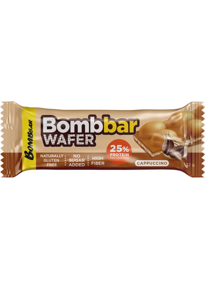 Protein Wafer with Cappuccino Flavor, Gluten Free, High Fiber and No Sugar Added 12x32g