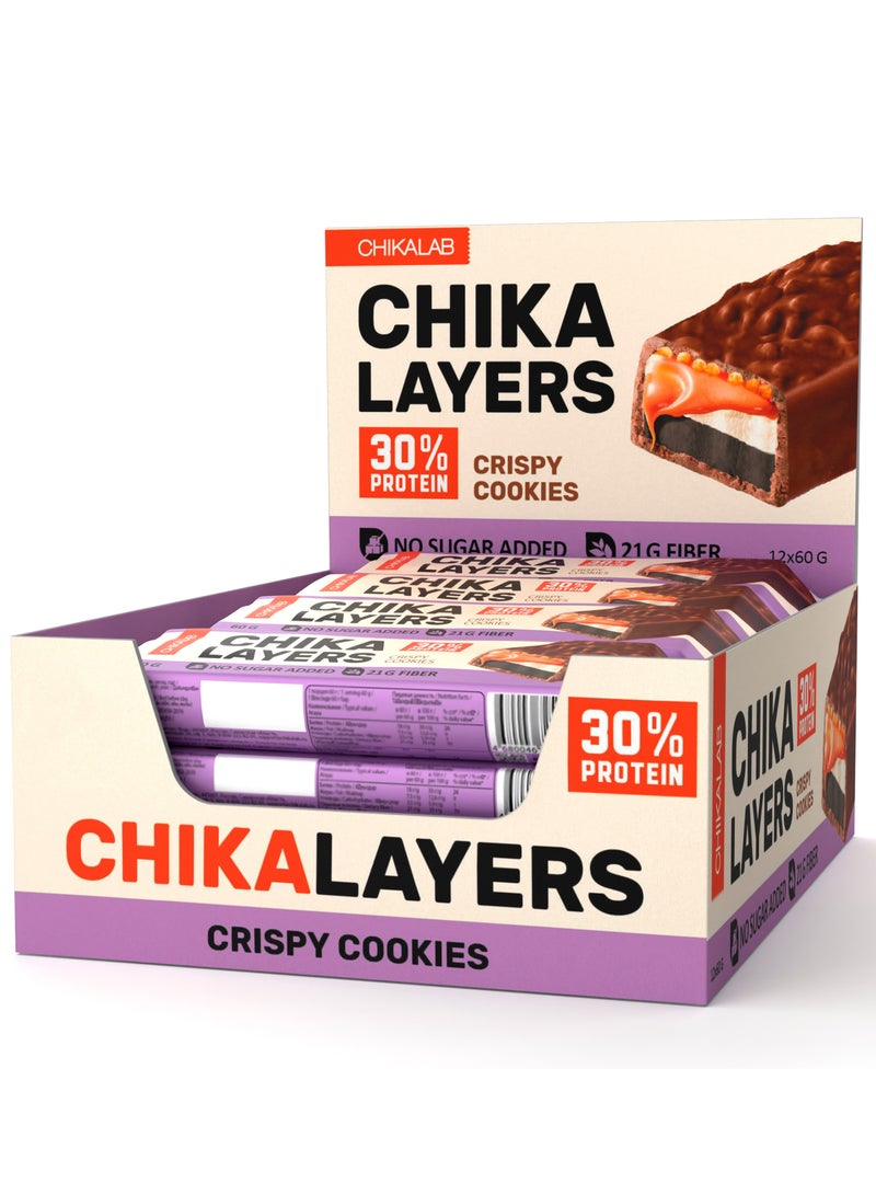 Chika Layers Chocolate Protein Bar with Crispy Cookies No Sugar Added 12x60g