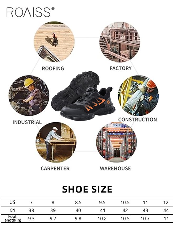 Steel Wire Cloth Upper Labor Protection Shoes for Men European Standard Steel Toe Work Safety Shoes Mens Anti Smash Anti Puncture Sneakers with Convenient Rotating Buckle for No Laces Needing