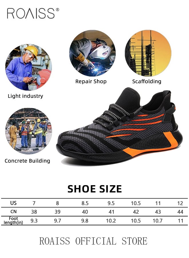 Men's Fly Woven Steel Toe Labor Protection Shoes Anti Smash Anti Puncture Work Safety Shoes Mens Light Breathable Sneakers Non Slip Wear Resistant Comfortable Soft Sole Sports Shoes