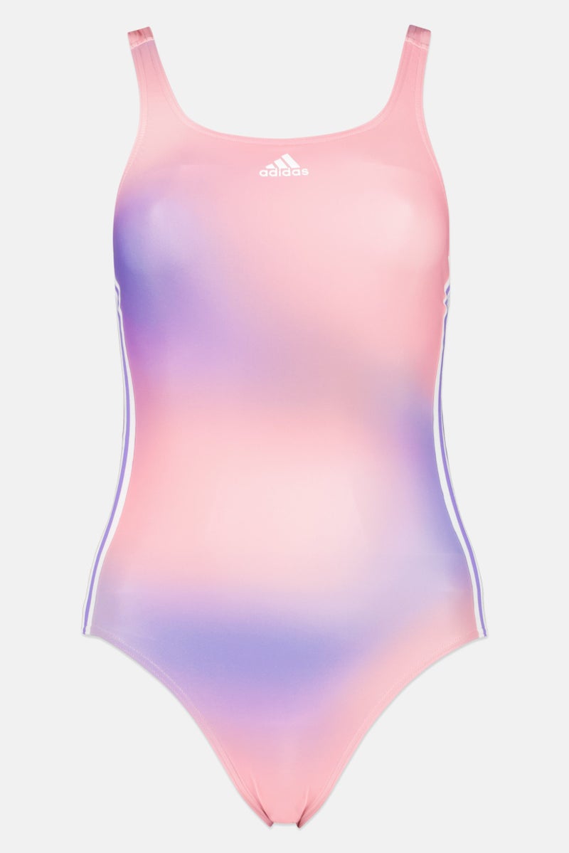 Women One Piece Brand Logo Swimsuits, Pink Combo