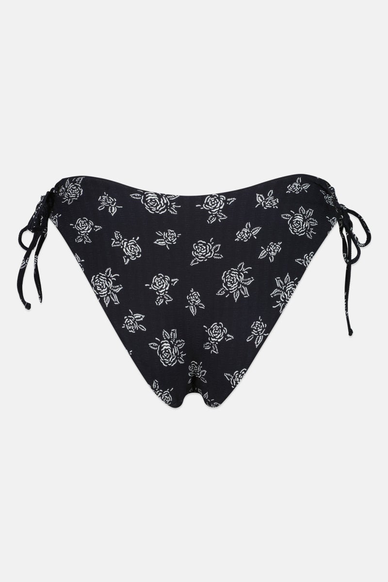 Women Allover Printed Pull On Swimwear Bottom, Black