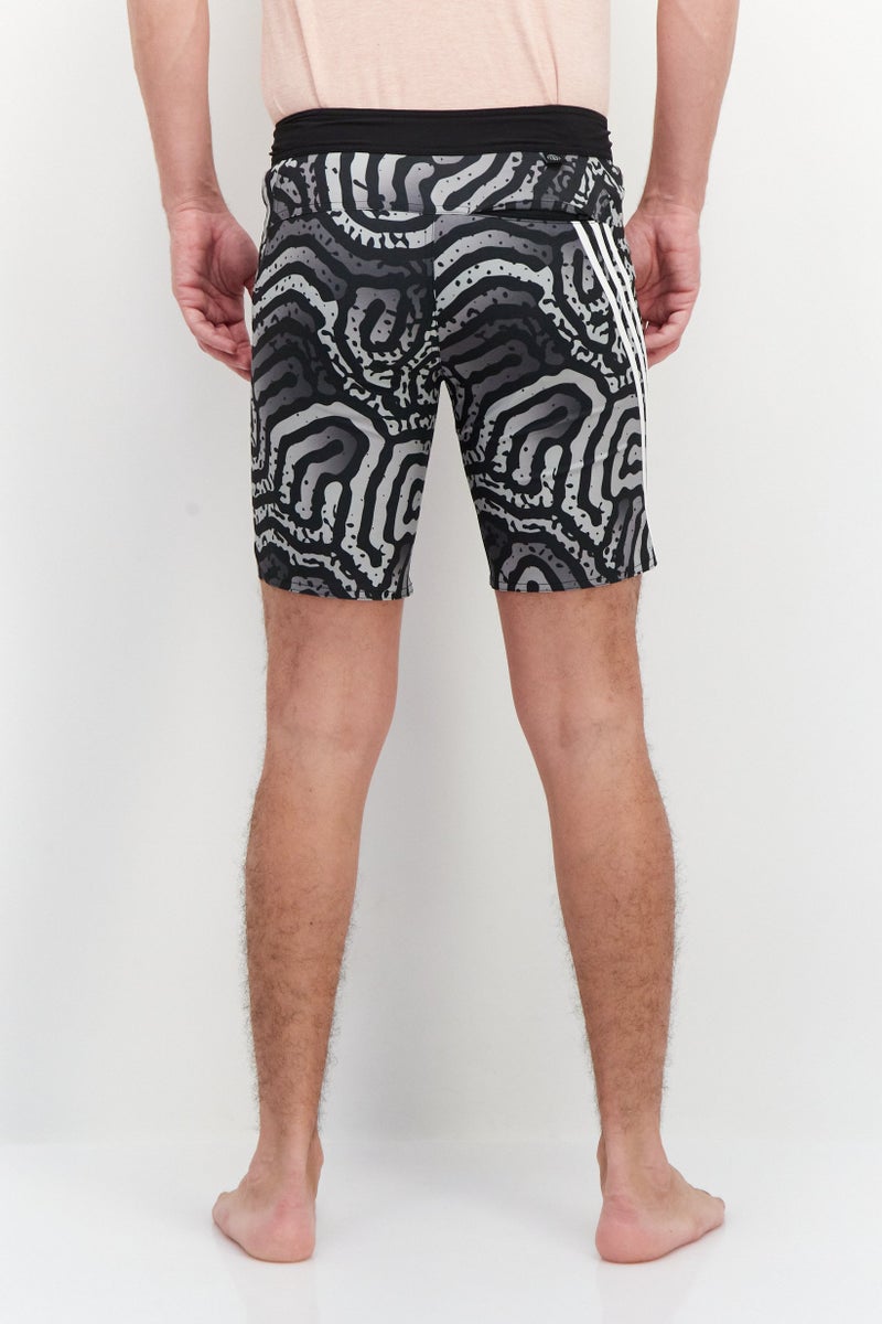 Men Allover Print Board Short Swimwear, Black Combo