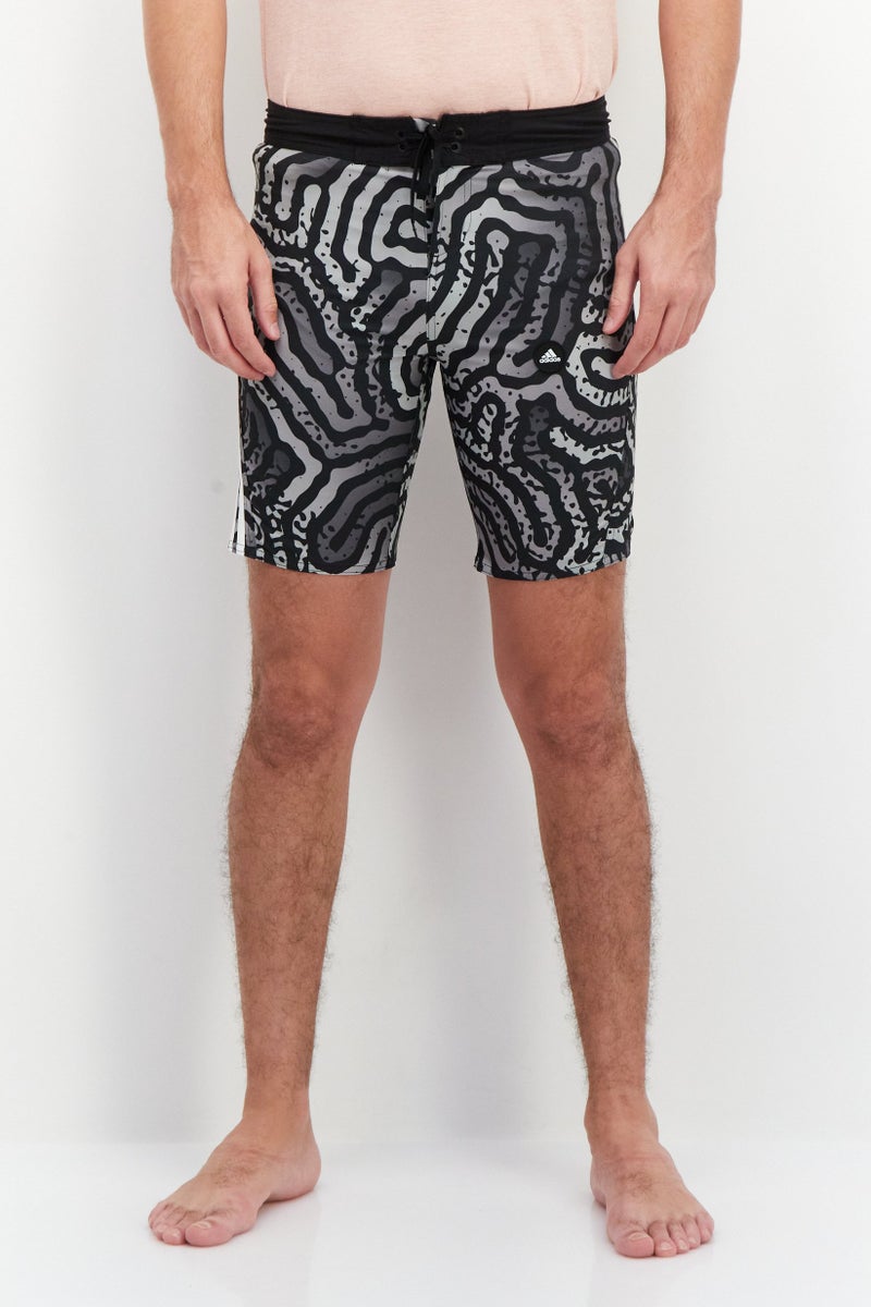 Men Allover Print Board Short Swimwear, Black Combo