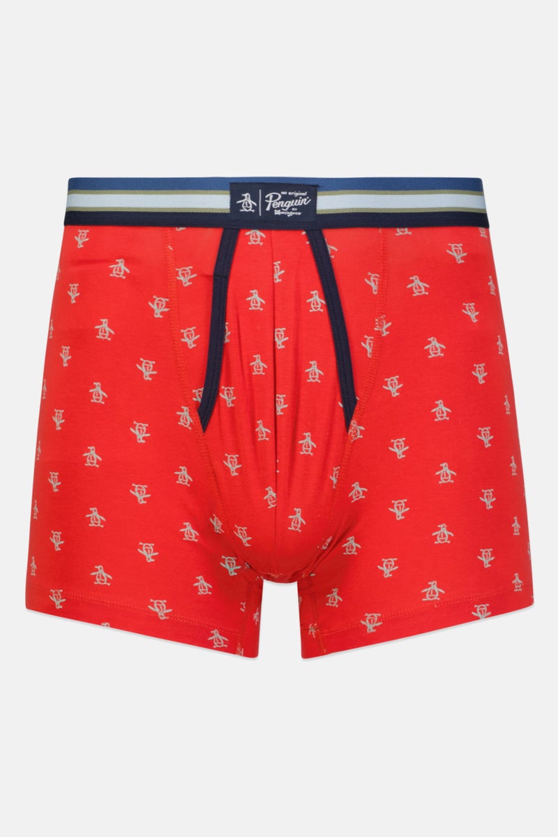 Men 3 Pc Allover Printed Boxer Briefs, Red/Navy Blue Combo