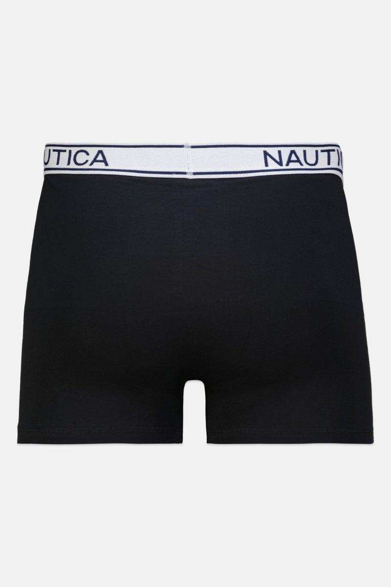 Men 3 Pieces Brand Logo Boxer Brief, Navy/Black/Light Blue