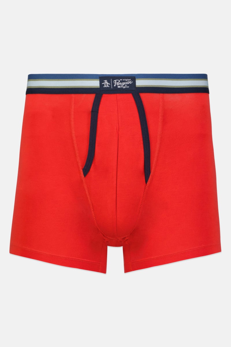 Men 3 Pcs Brand Logo Boxer Briefs, Red/Navy Blue