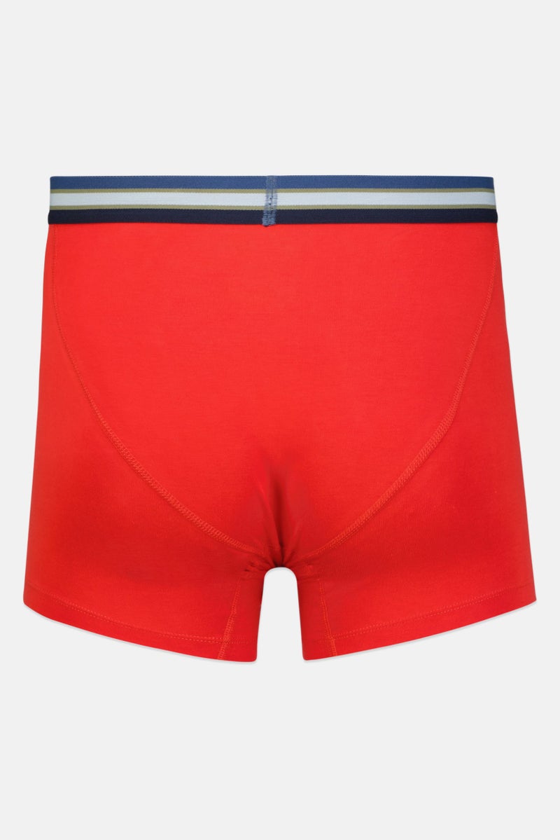 Men 3 Pcs Brand Logo Boxer Briefs, Red/Navy Blue