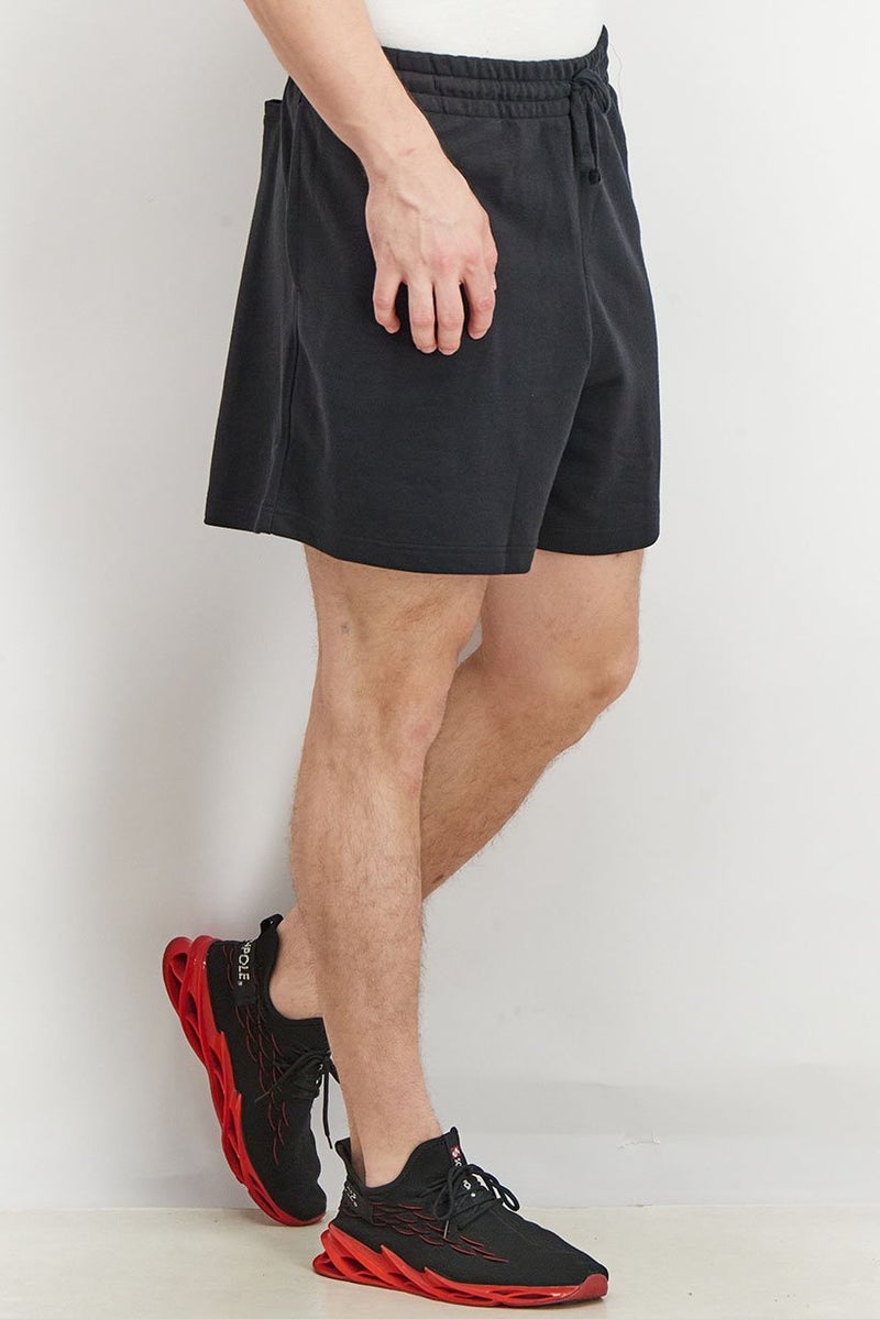 Men Sportwear Fit Embroidered Drawstring Short, Black