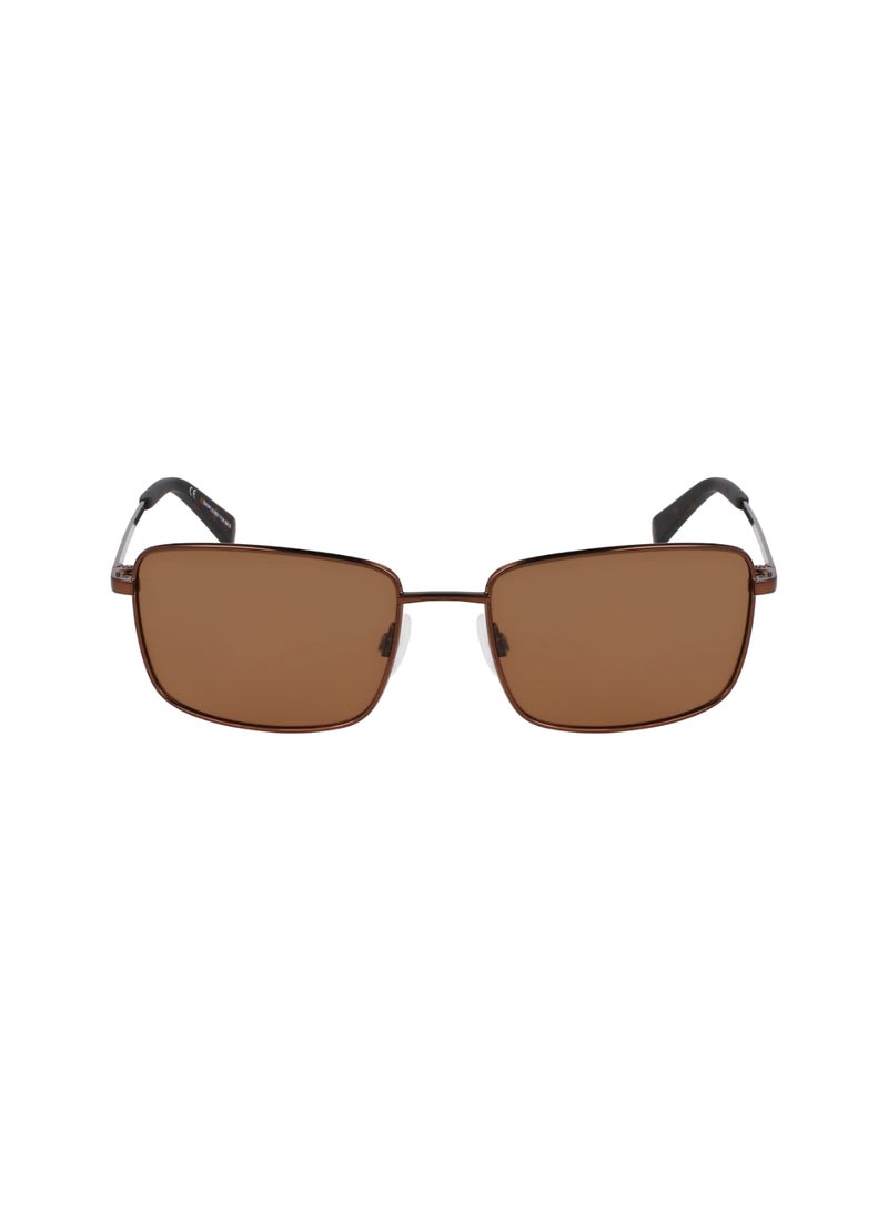 Men's UV Protection Rectangular Shape Metal Sunglasses N102SP-210-5518 - Lens Size: 55 - Matte Brown