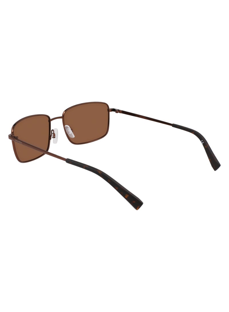 Men's UV Protection Rectangular Shape Metal Sunglasses N102SP-210-5518 - Lens Size: 55 - Matte Brown