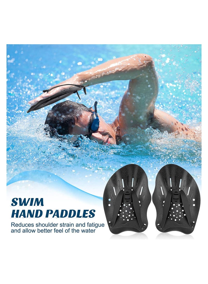 2 Pair Contour Swim Paddles Hand Swim Training Paddles Hand Swim Paddles Hand with Adjustable Straps Swimming Hand Paddles for Women Men and Children Professional Swimming Accessories