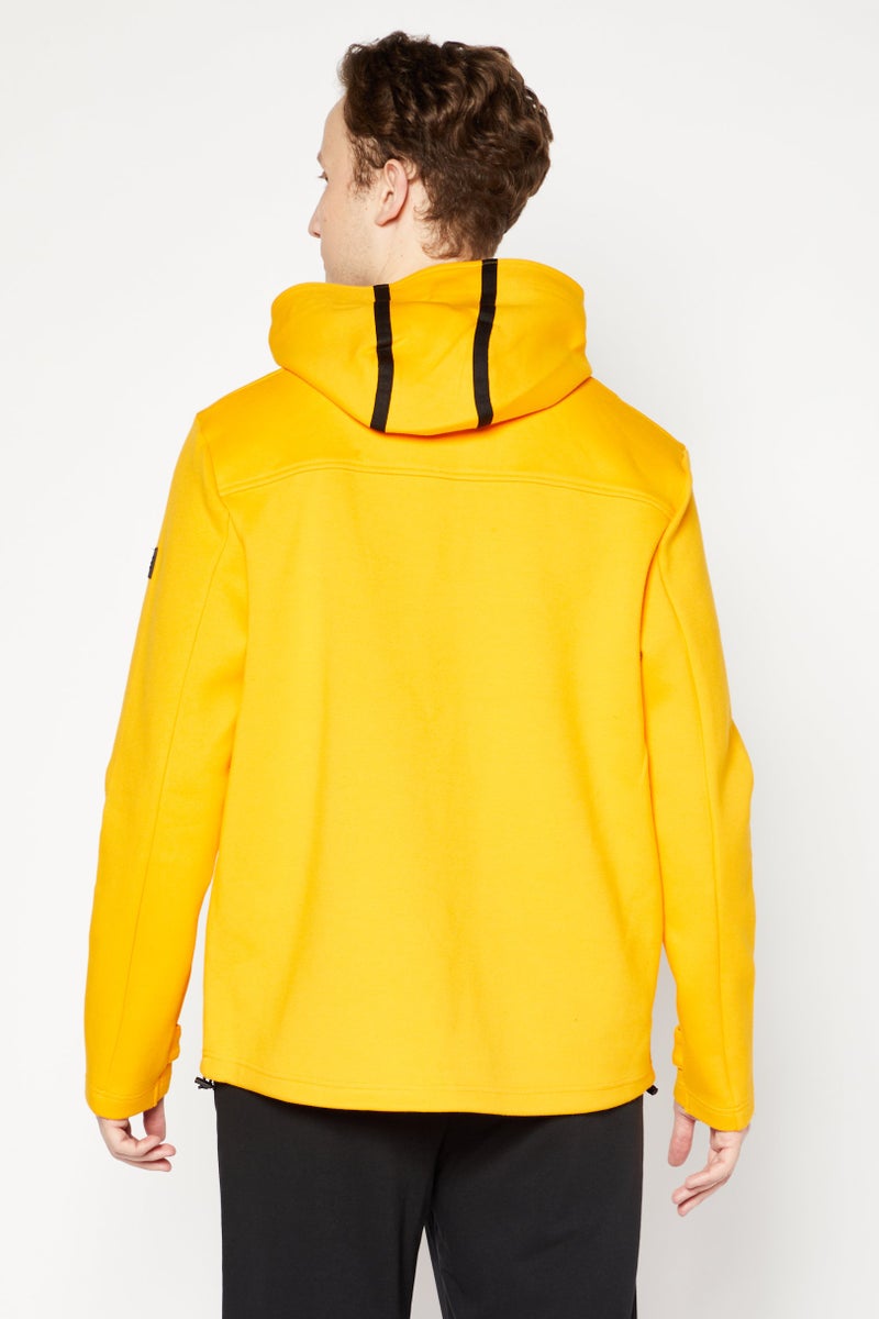 Men Hooded Long Sleeve Solid Sweatshirt, Orange