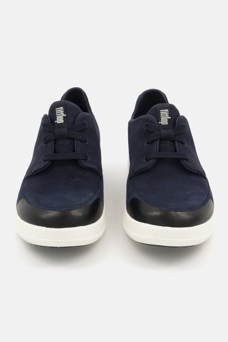 Women Lace Up Suede Sneaker, Navy Blue