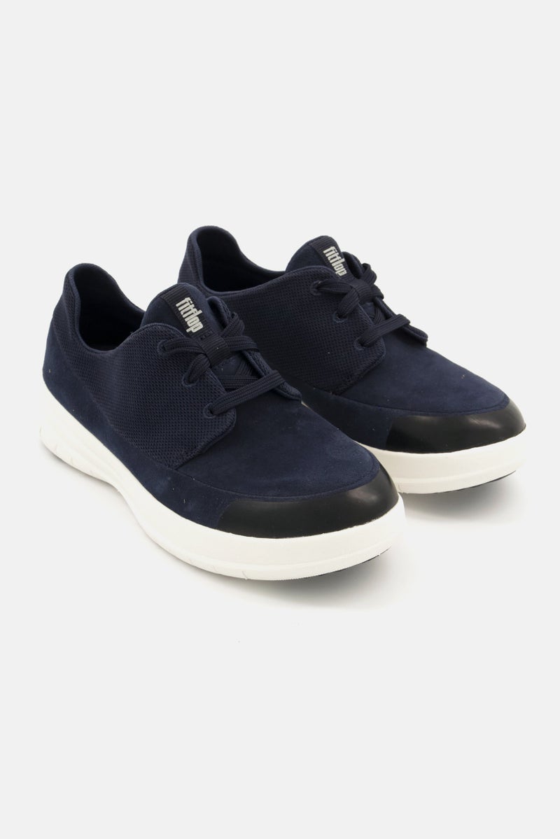 Women Lace Up Suede Sneaker, Navy Blue