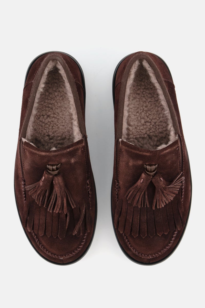 Women Fringe loafer Slip On Casual Shoe, Chocolate